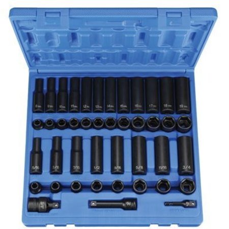 GREY PNEUMATIC SET 43PC STD/DP/MET 3/8" DR GP1243RD